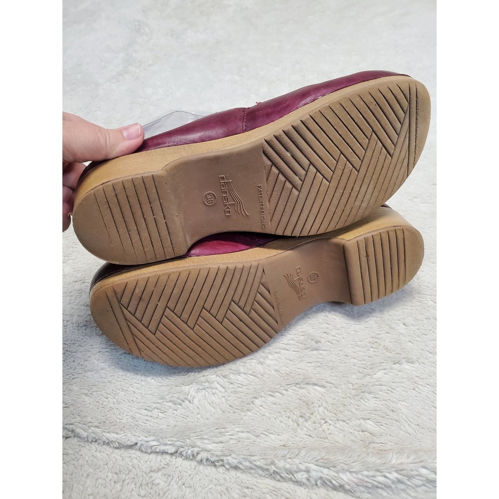 Dansko Burgundy Red Leather Mary Jane Mules Shoes 38 Women 7.5 Classic Capsule - Picture 7 of 9